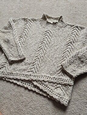 Handmade Linen Cotton Knit Chunky Cottagecore Sweater Womens Medium Large Fit